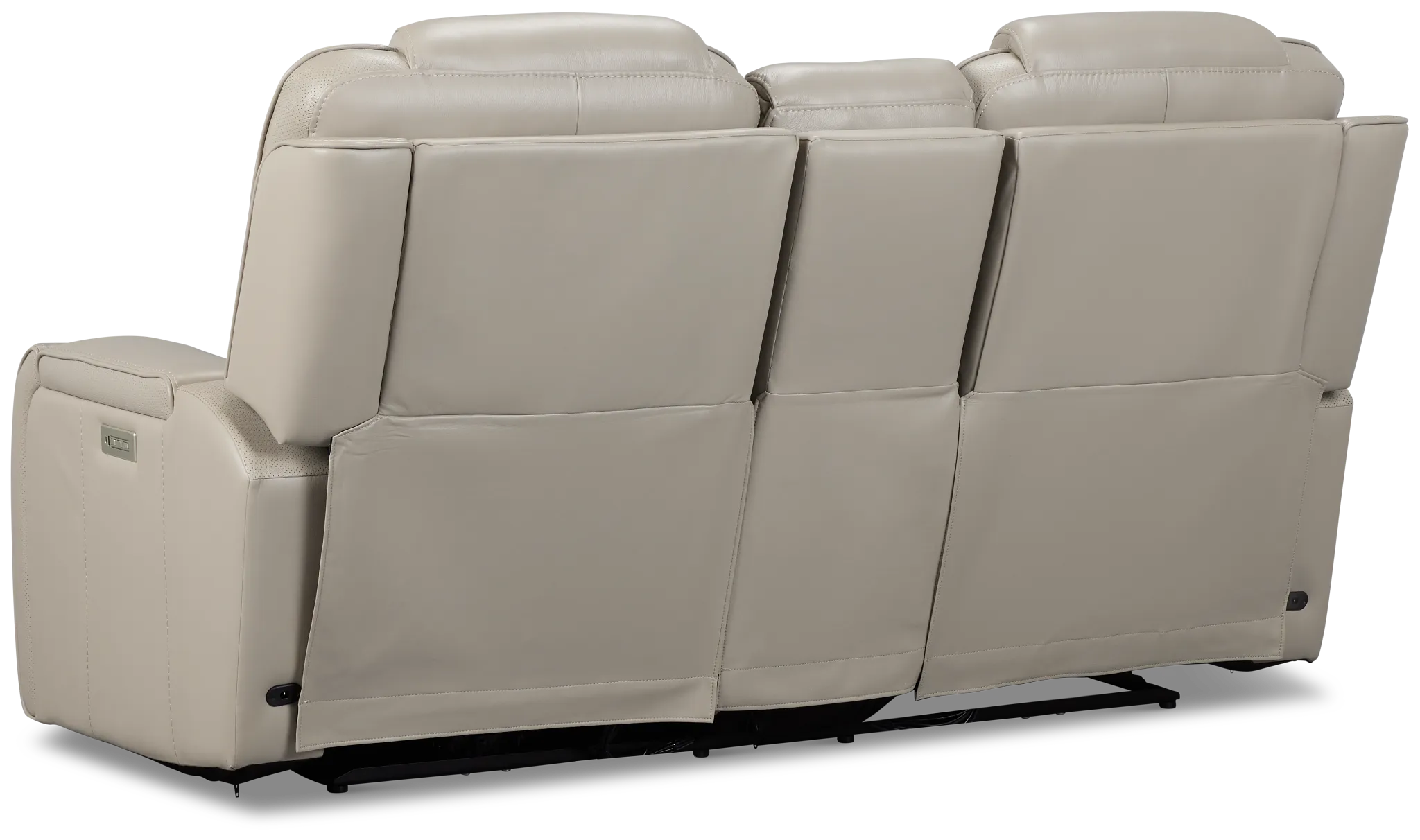 Eclipse Light Gray Lthr/vinyl Power Reclining Console Loveseat W/ Massage