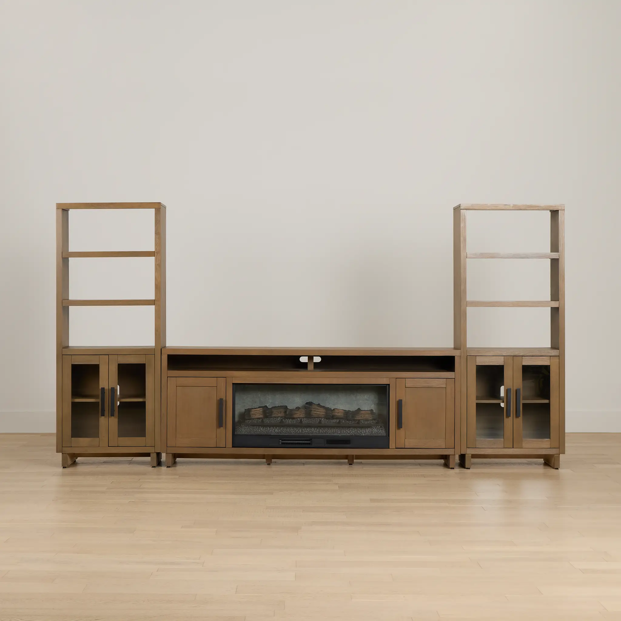 Richmond Light Tone 80" Door Pier Entertainment Wall With Fireplace Richmond Light Tone 80" Door Pier Entertainment Wall With Fireplace