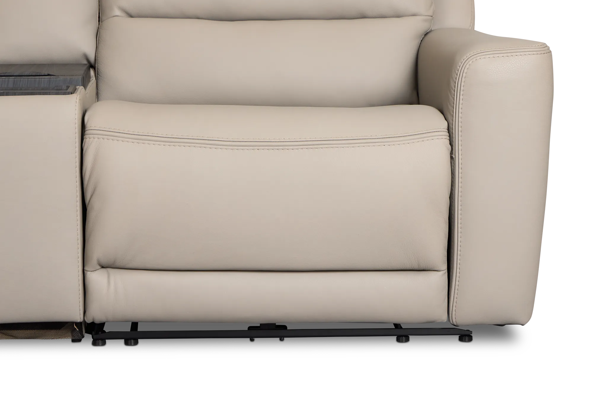 Wilder Taupe Leather Large Tri Power Sectional W/refrigerated Console