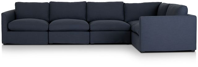 Willow Navy Fabric Medium Two-arm Sectional (2)