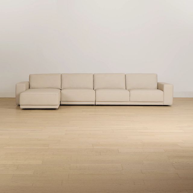 Kellan Ivory Leather Small Left Chaise Sectional