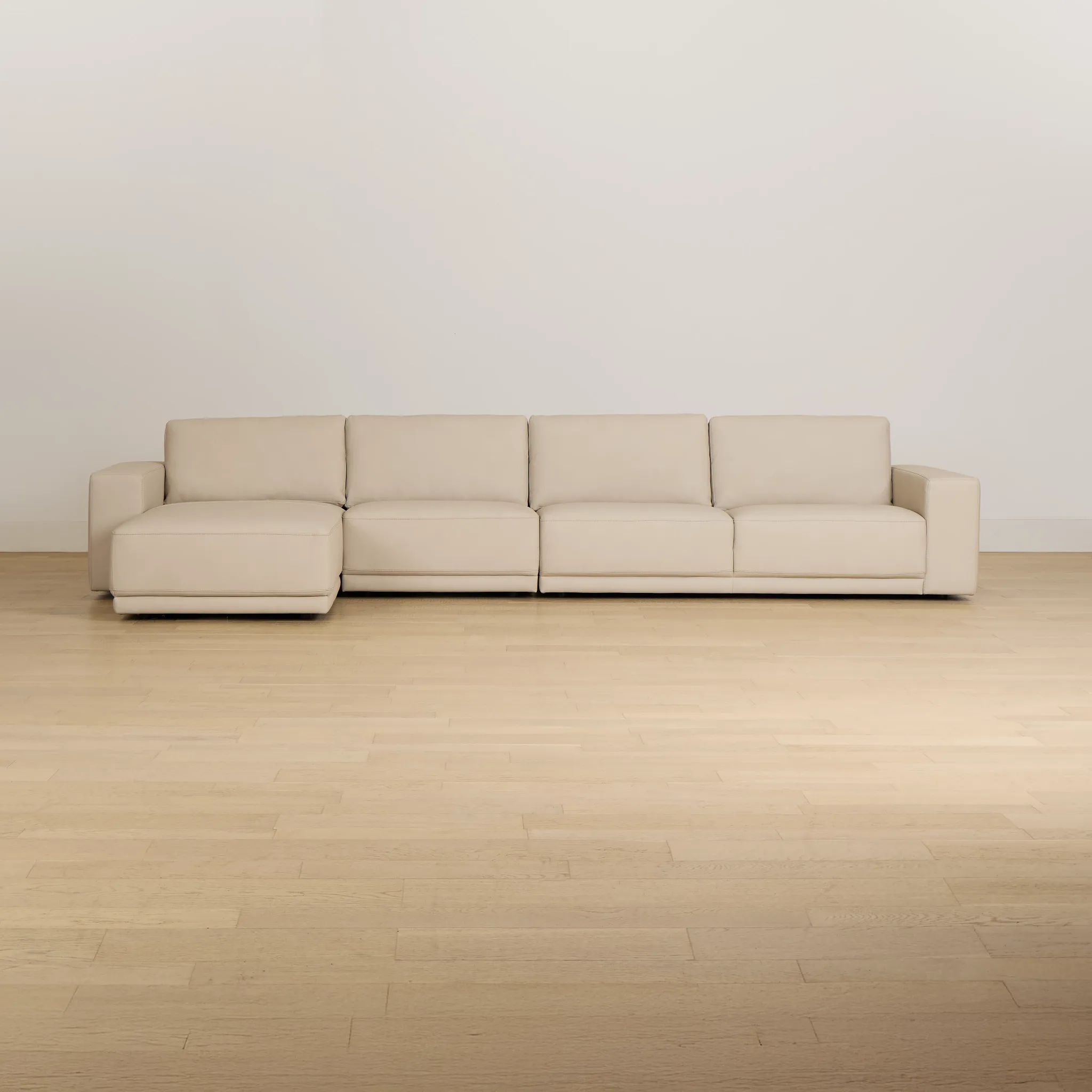 Kellan Ivory Leather Small Left Chaise Sectional