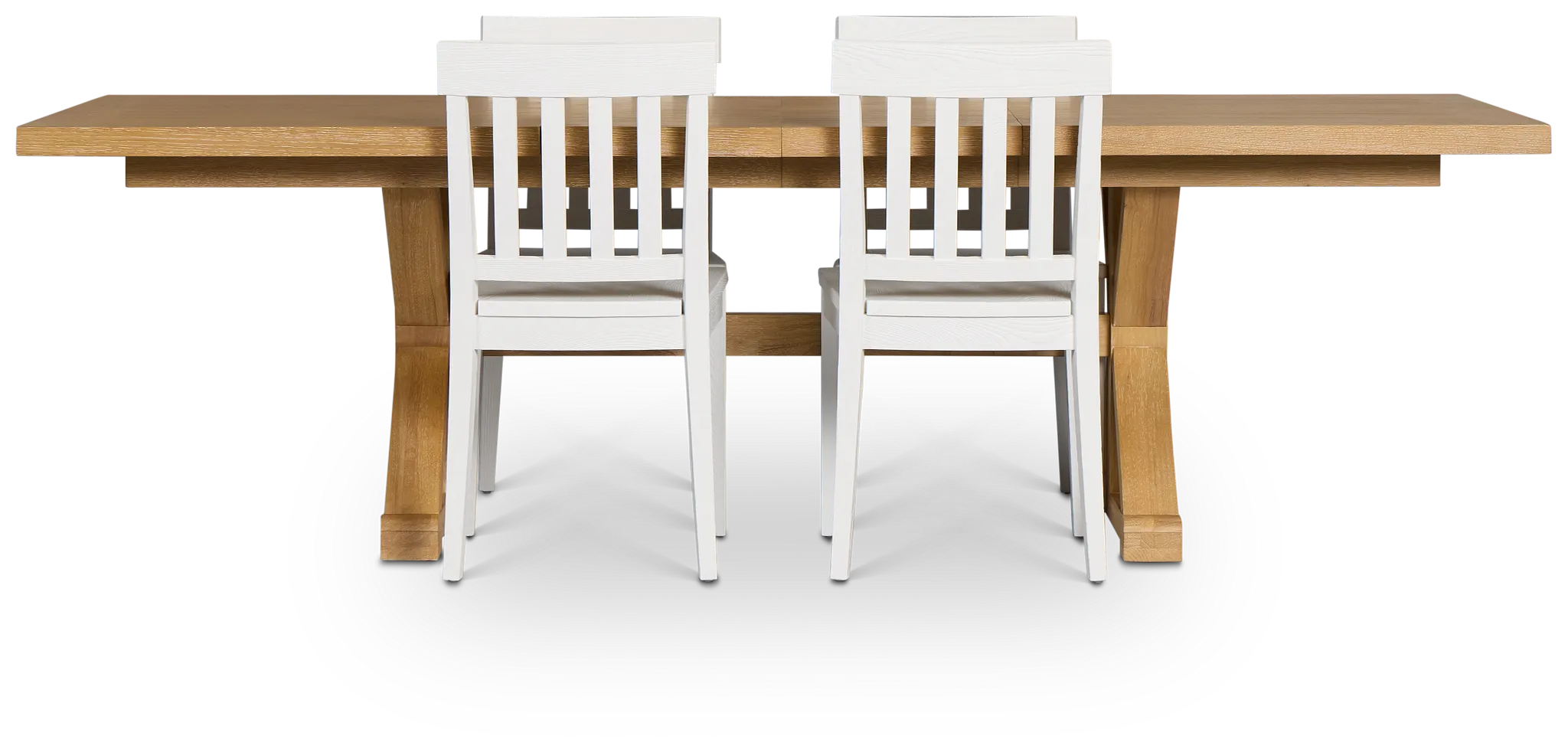 Nantucket Light Tone Rect Table & 4 White Wood Chairs