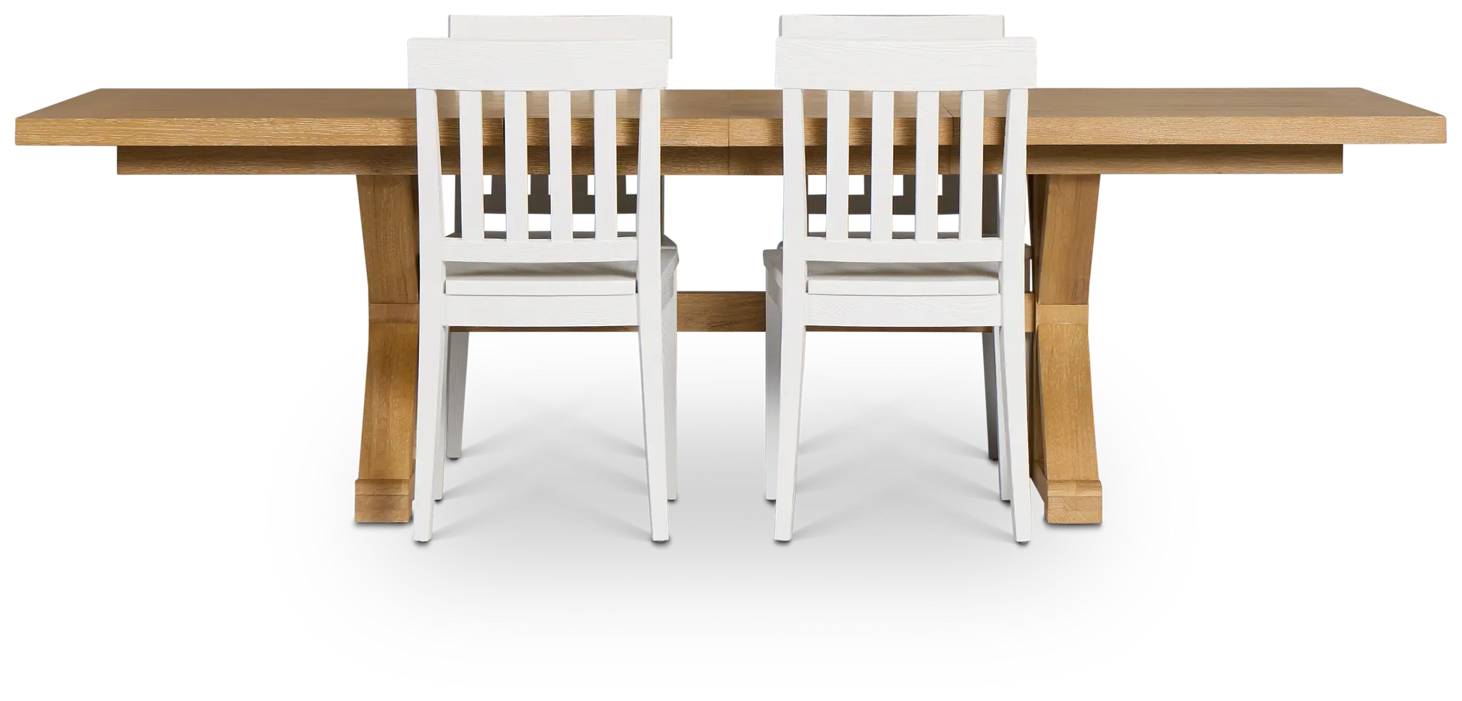 Nantucket Light Tone Rect Table & 4 White Wood Chairs Nantucket Light Tone Rect Table & 4 White Wood Chairs
