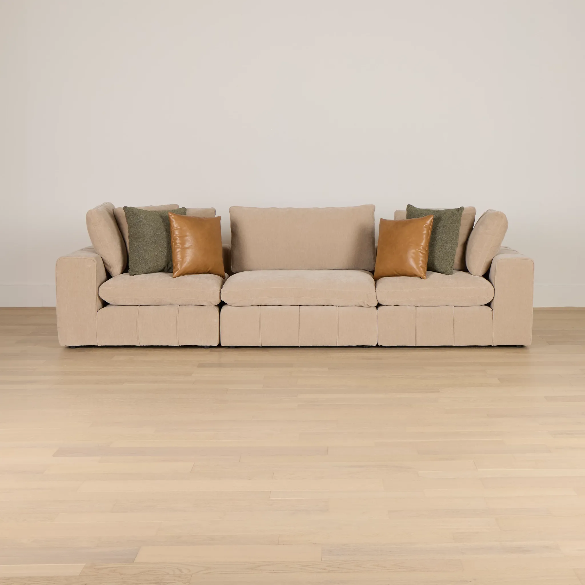 Cruz Light Beige Fabric 3-piece Modular Sofa