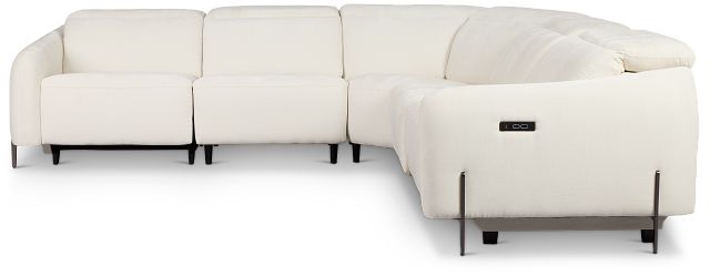 Zuri White Velvet Small Triple Power Reclining Two-arm Sectional