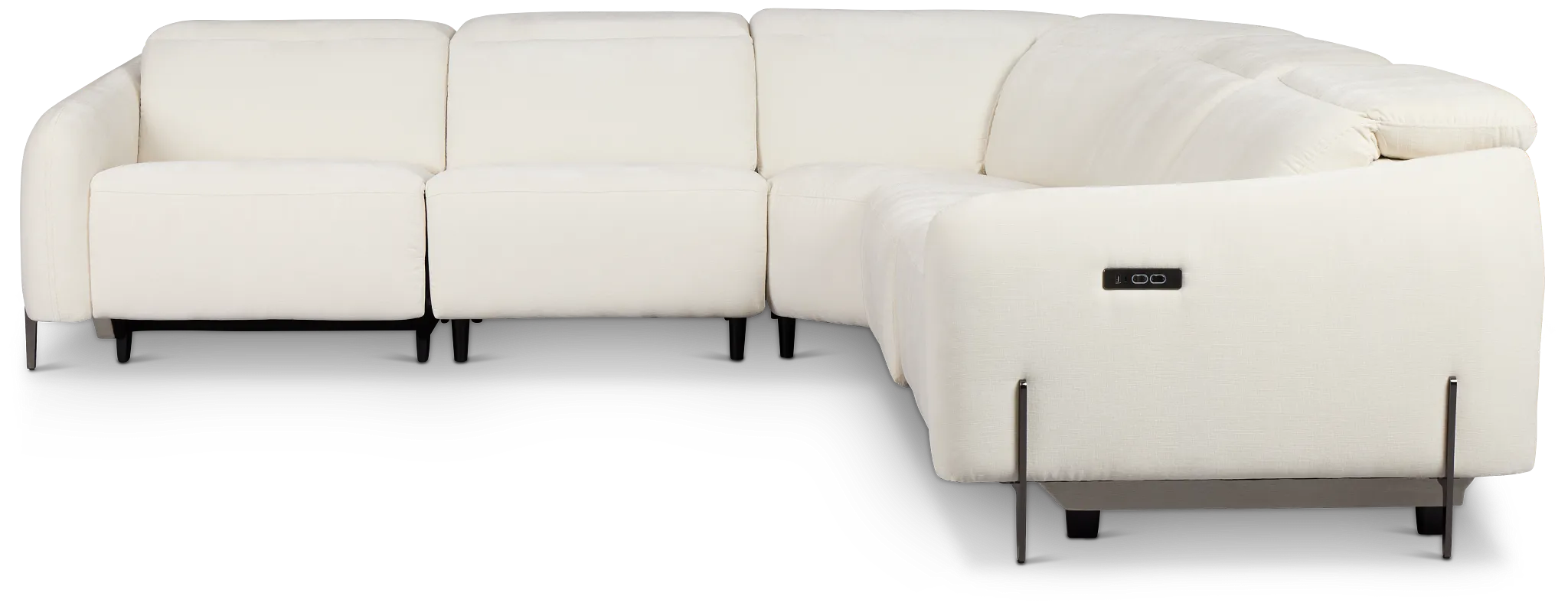 Zuri White Velvet Small Triple Power Reclining Two-arm Sectional