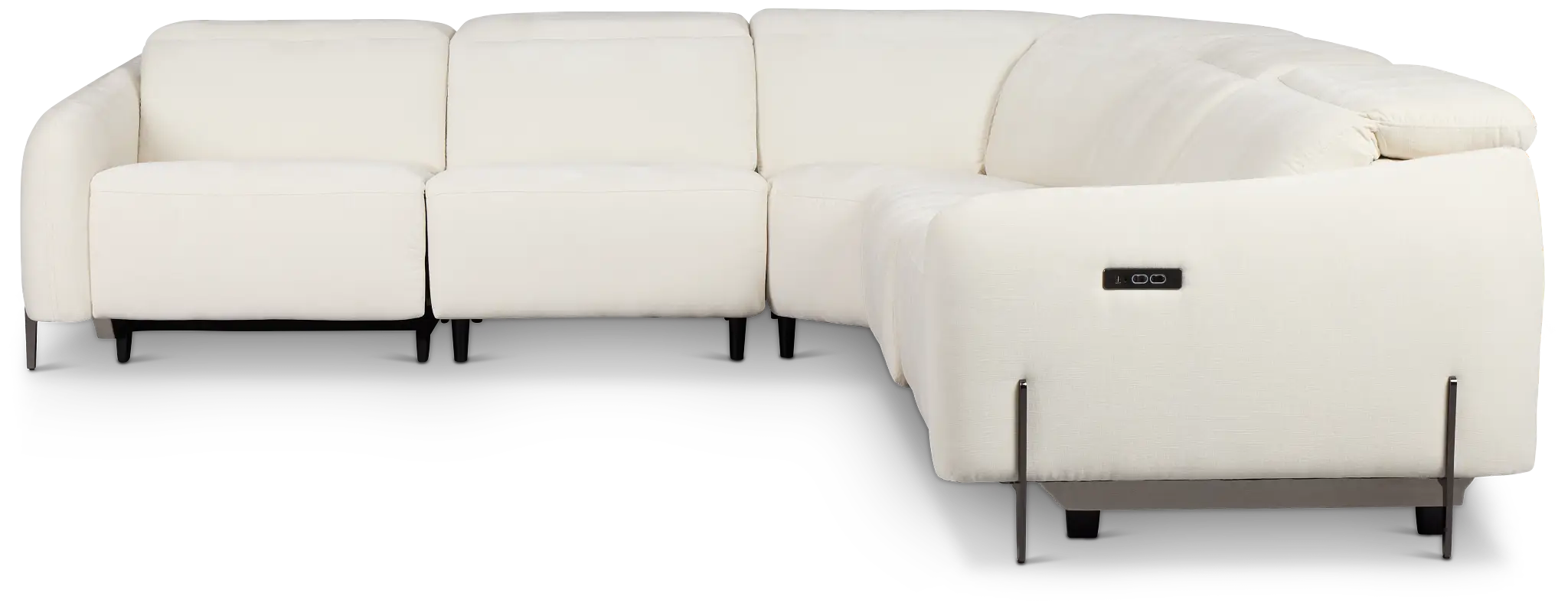 Zuri White Velvet Small Triple Power Reclining Two-arm Sectional Zuri White Velvet Small Triple Power Reclining Two-arm Sectional