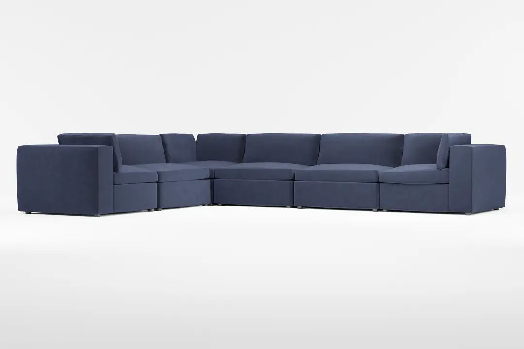 Destin Joya Dark Blue Velvet 6-piece Modular Sectional Destin Joya Dark Blue Velvet 6-piece Modular Sectional