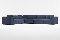 Destin Joya Dark Blue Velvet 6-piece Modular Sectional