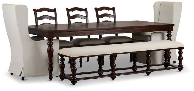 Savannah Dark Tone Rectangular Table And Mixed Chairs (4)