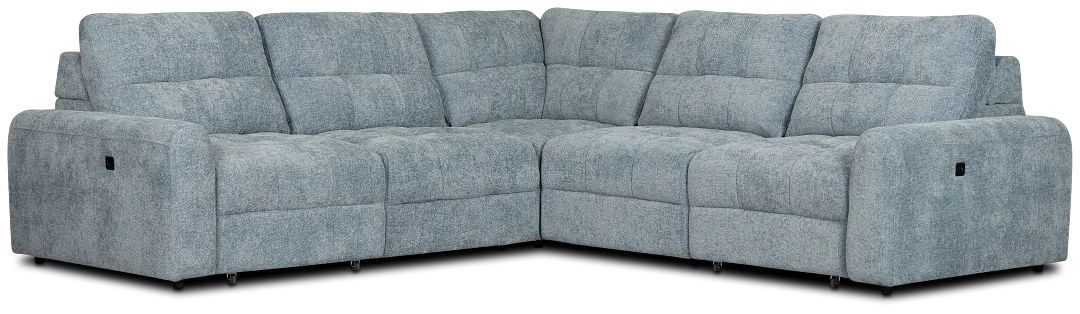Hendrix Light Blue Fabric Small Two Arm Power Extension Chaise Sectional