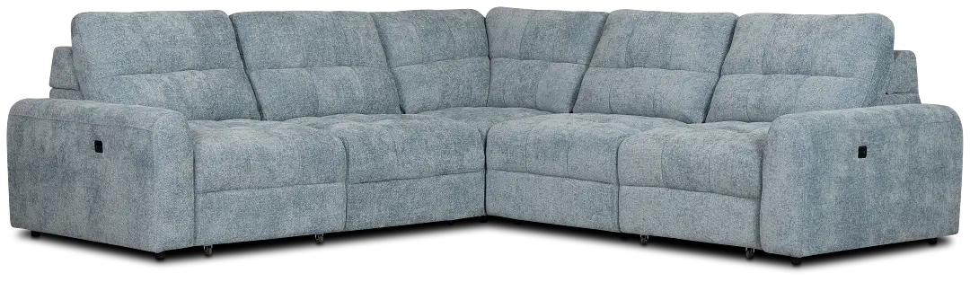 Hendrix Light Blue Fabric Small Two Arm Power Extension Chaise Sectional Hendrix Light Blue Fabric Small Two Arm Power Extension Chaise Sectional