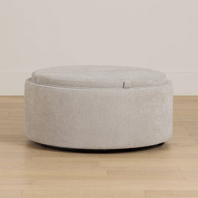 Kristen Light Gray Large Storage Accent Ottoman