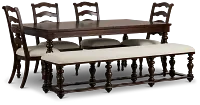 Savannah Dark Tone Rect Table, 4 Chairs & Bench