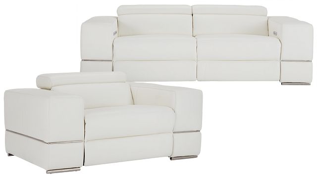 Dante White Leather Power Reclining Living Room