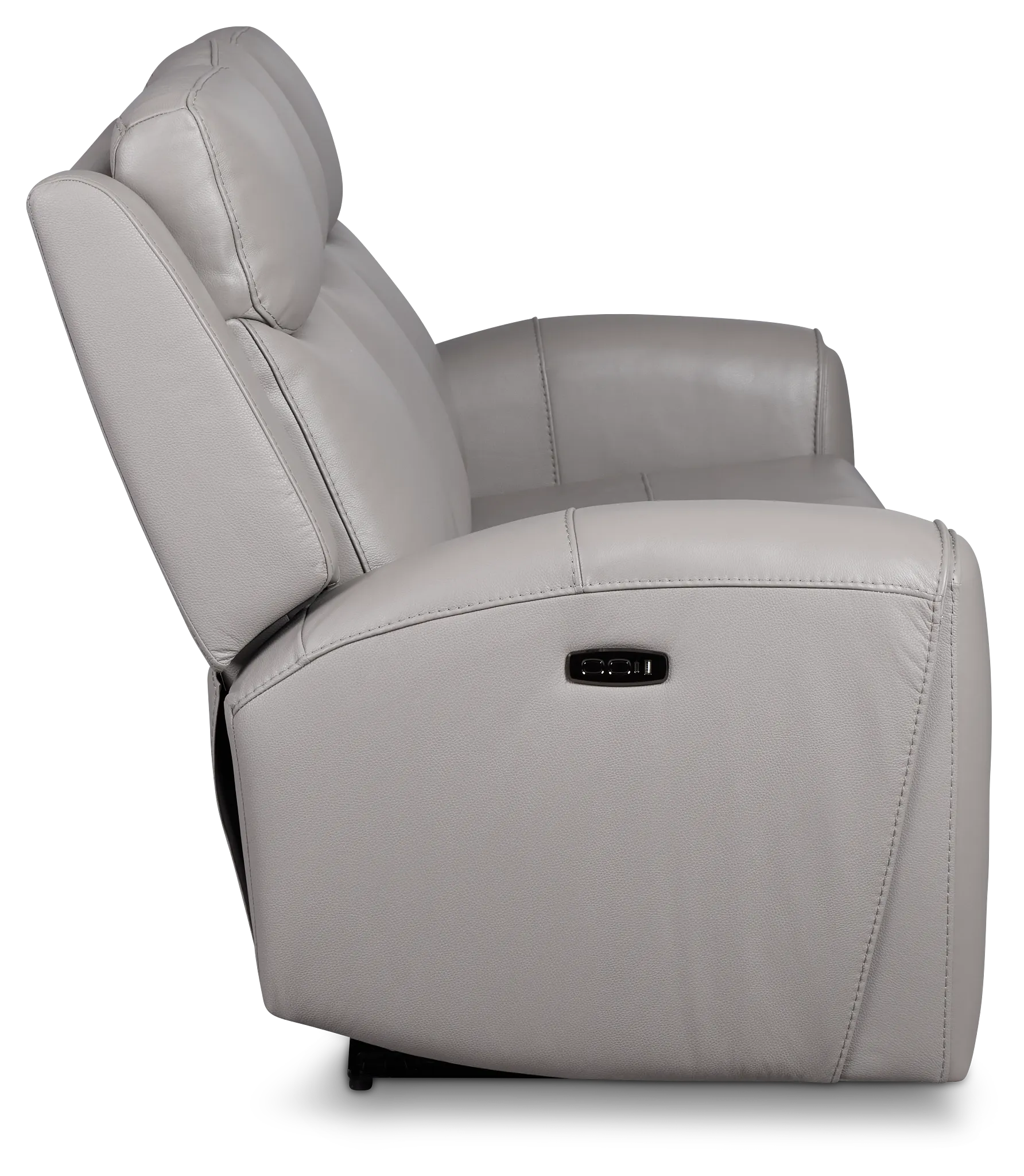 Walker Light Gray Lthr/vinyl Power Reclining Sofa W/ Power Headrest