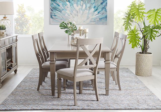 Marina Gray Table & 4 Wood Chairs (2)