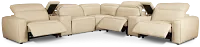 Tidal Beige Lthr/vinyl Large Triple Power Reclining Two-arm Sectional