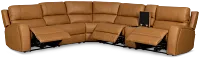 Summit Light Brown Lthr/vinyl Medium Triple Power 2-arm Sectional