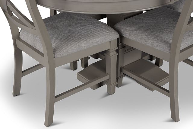 Marina Gray Round Table & 4 Wood Chairs