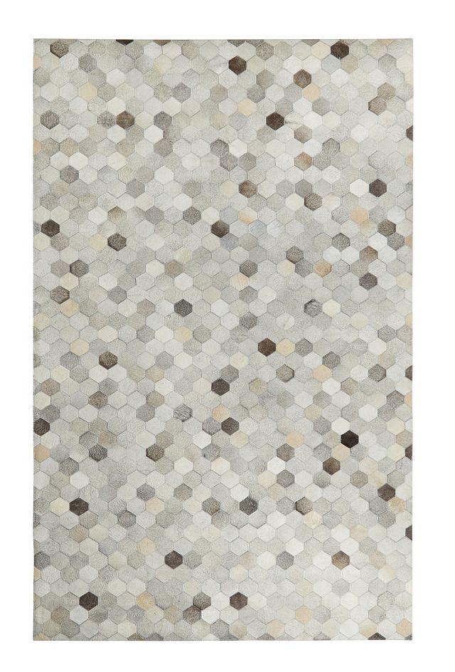 Corbit Light Gray Leather 5x8 Area Rug