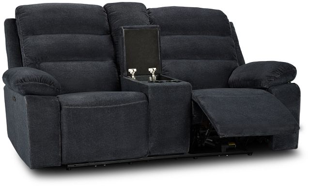 Orion Dark Gray Fabric Power Reclining Console Loveseat