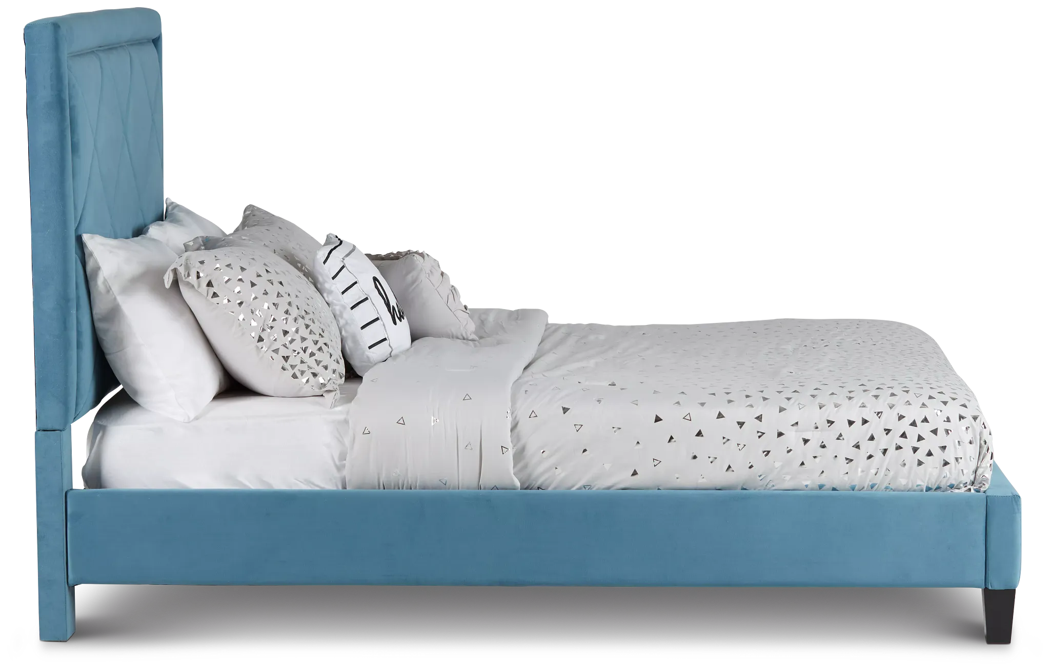 Collin Blue Velvet Platform Bed