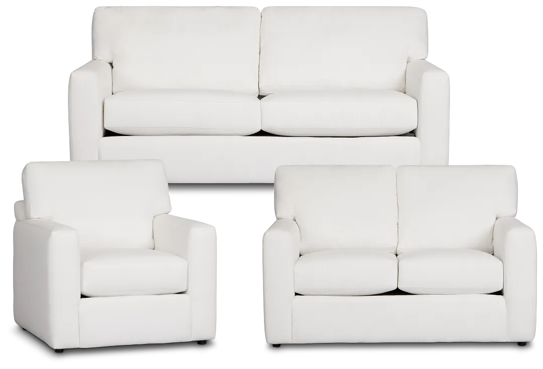 Rhodes White Fabric Living Room