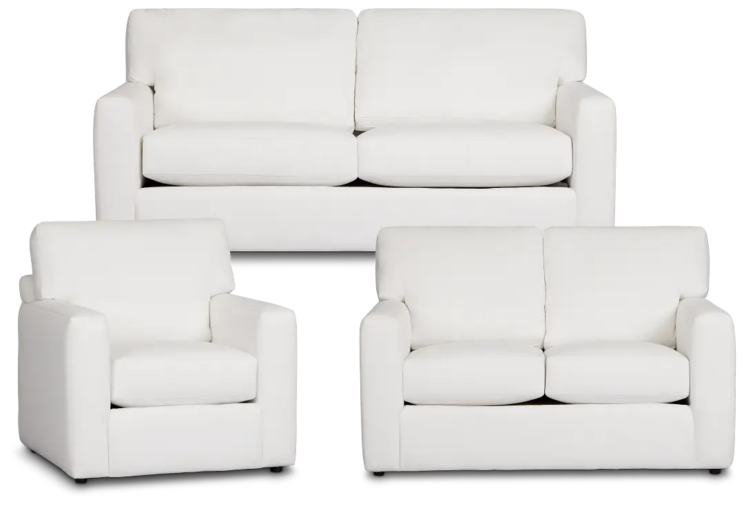 Rhodes White Fabric Living Room Rhodes White Fabric Living Room