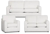 Rhodes White Fabric Living Room