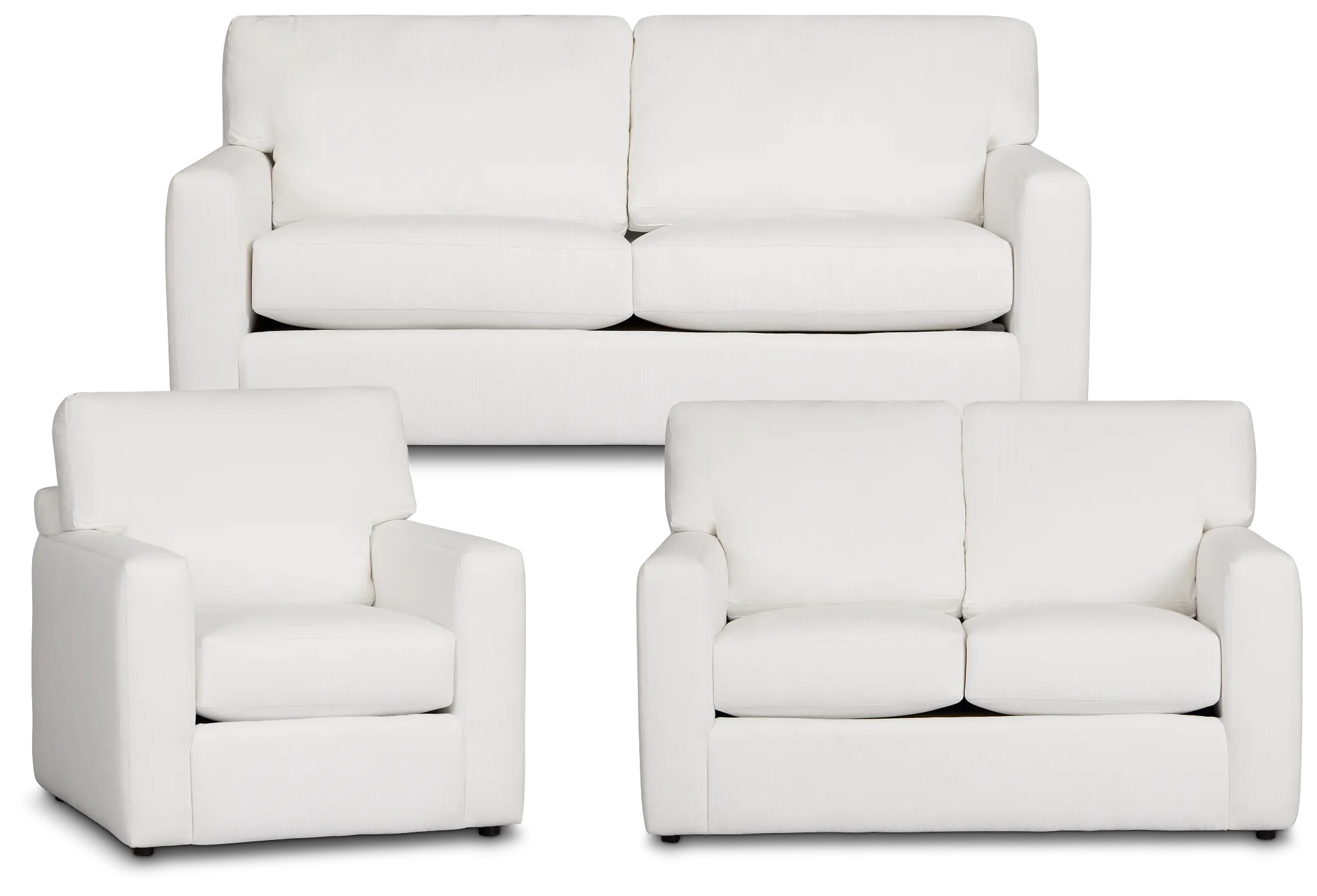 Rhodes White Fabric Living Room