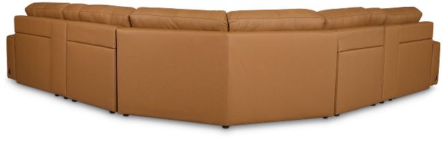 Rudy Brown Lthr/vinyl Large Tri Power 2 Arm Extension Chaise Sectional