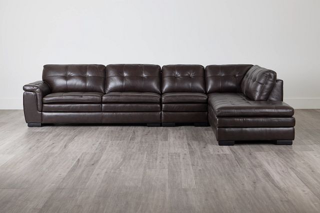 Braden Dark Brown Leather Medium Right Bumper Sectional