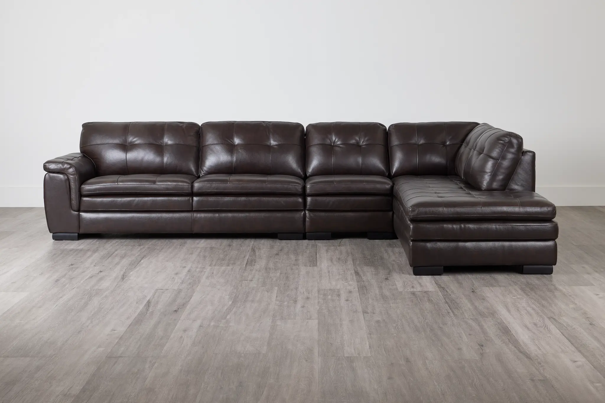 Braden Dark Brown Leather Medium Right Bumper Sectional Braden Dark Brown Leather Medium Right Bumper Sectional