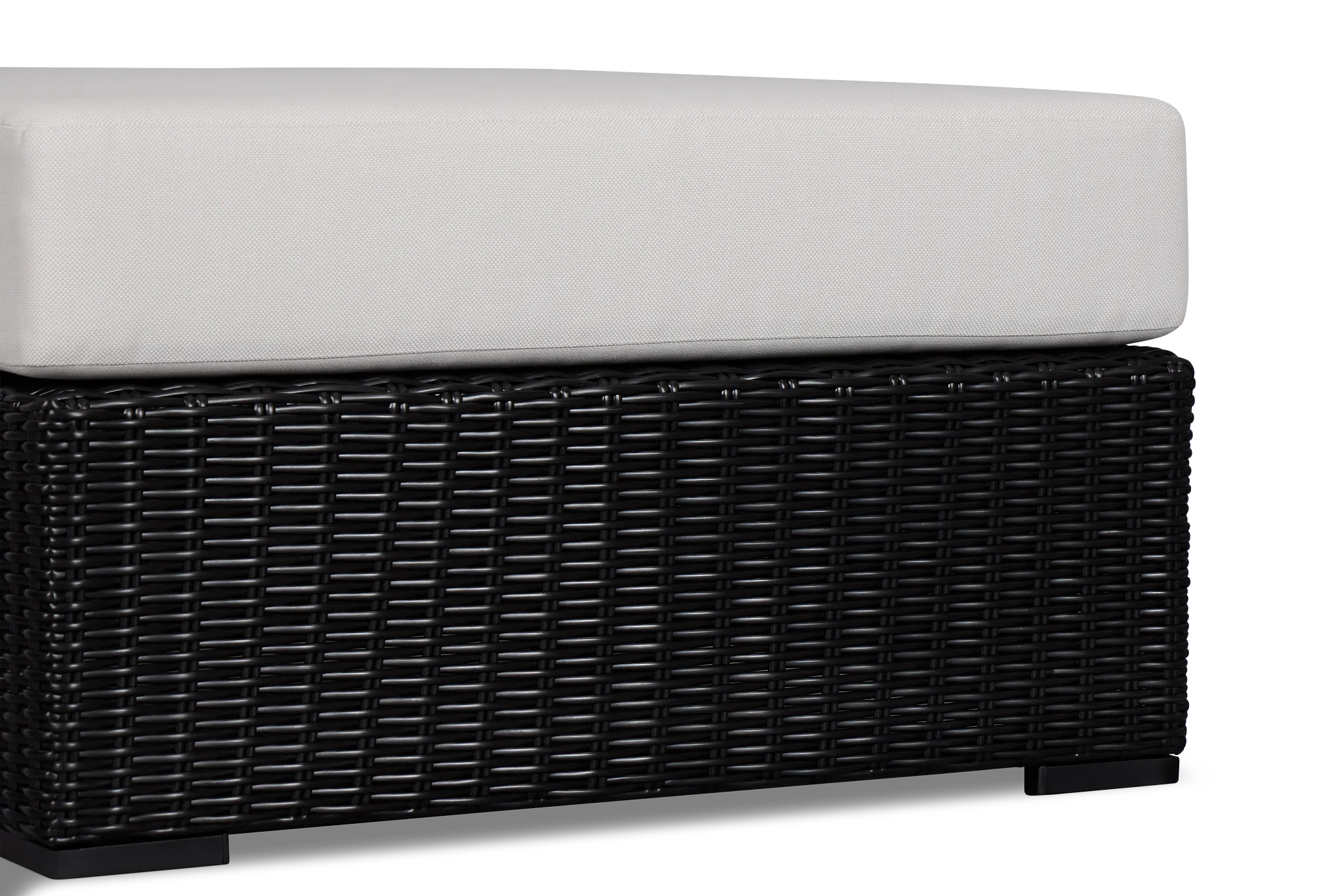 Montecito Black Large Ottoman With Light Beige Cushions