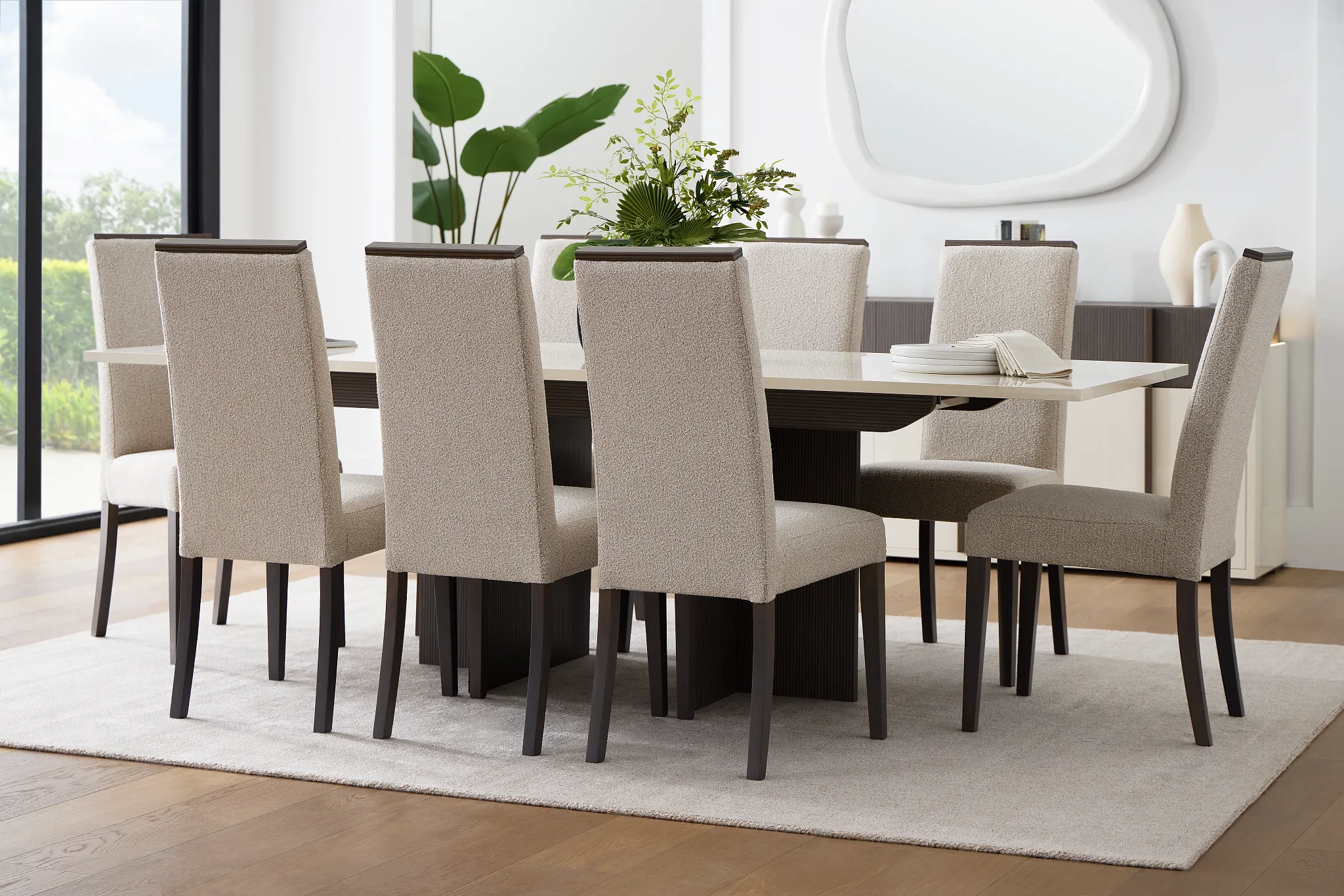Sienna Two-tone Table & 4 Upholstered Chairs
