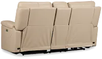 Fallon Beige Lthr/vinyl Power Reclining Console Loveseat W/ Massage