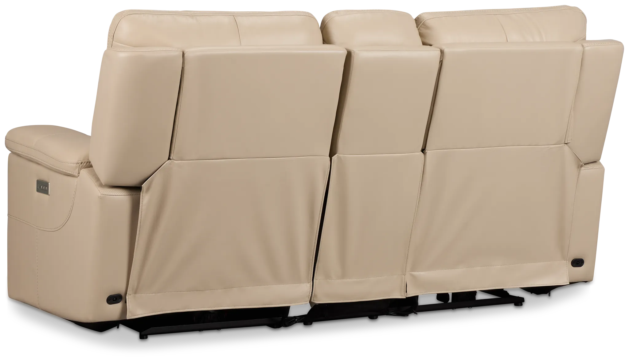 Fallon Beige Lthr/vinyl Power Reclining Console Loveseat W/ Massage