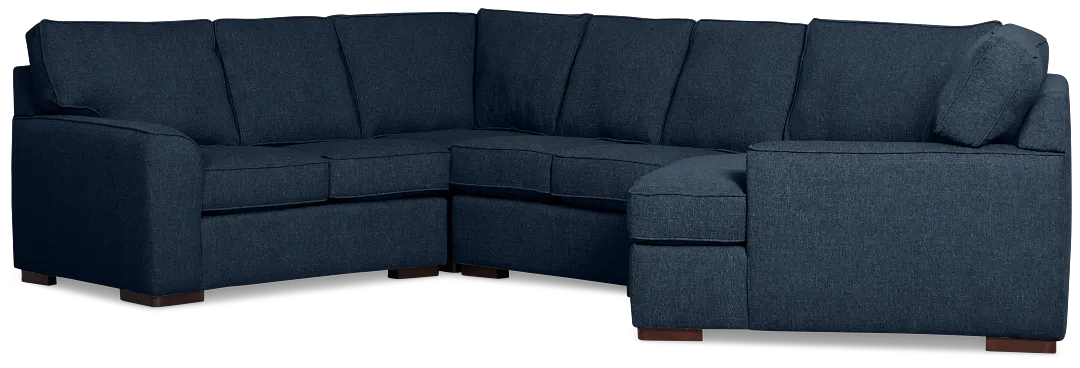 Sinclair Dark Blue Fabric Medium Right Facing Cuddler Sectional