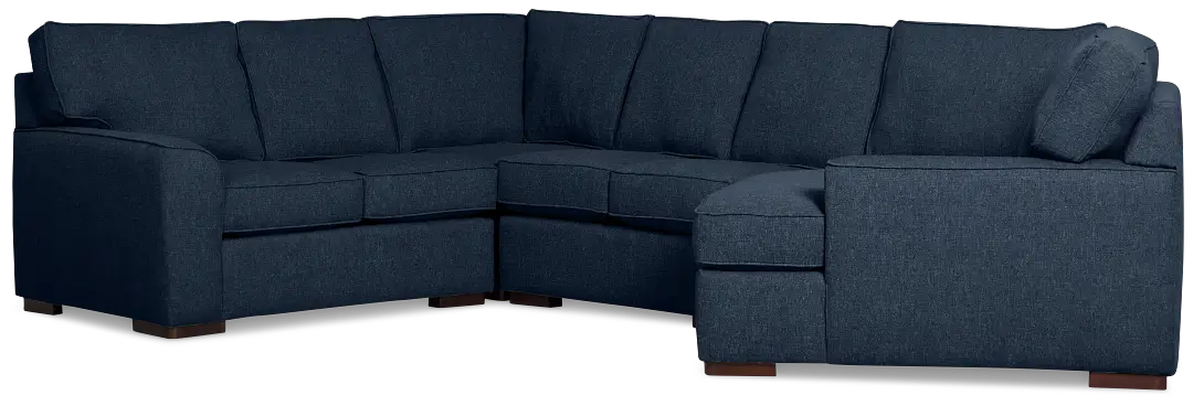 Sinclair Dark Blue Fabric Medium Right Facing Cuddler Sectional Sinclair Dark Blue Fabric Medium Right Facing Cuddler Sectional