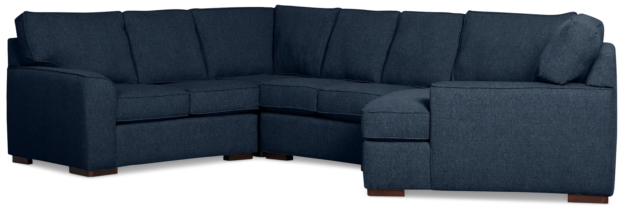 Sinclair Dark Blue Fabric Medium Right Facing Cuddler Sectional