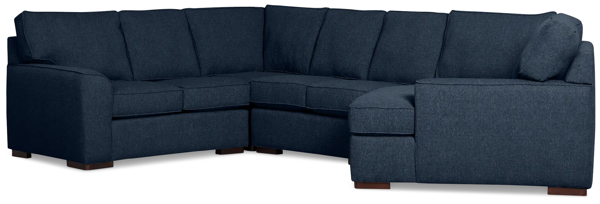 Sinclair Dark Blue Fabric Medium Right Facing Cuddler Sectional Sinclair Dark Blue Fabric Medium Right Facing Cuddler Sectional