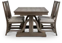 Heron Cove Light Tone Trestle Rectangular Table & 4 Wood Chairs