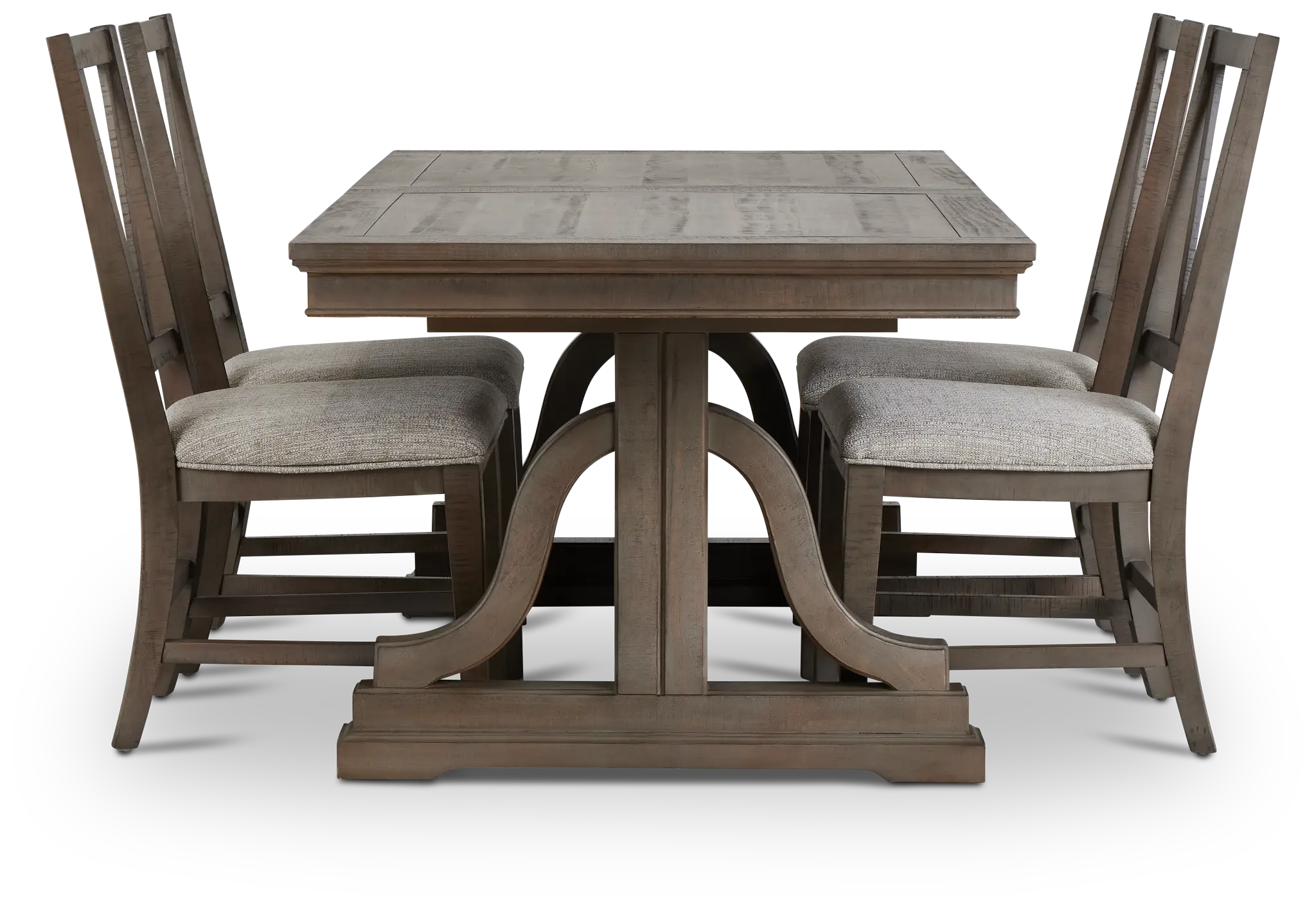 Heron Cove Light Tone Trestle Rectangular Table & 4 Wood Chairs Heron Cove Light Tone Trestle Rectangular Table & 4 Wood Chairs