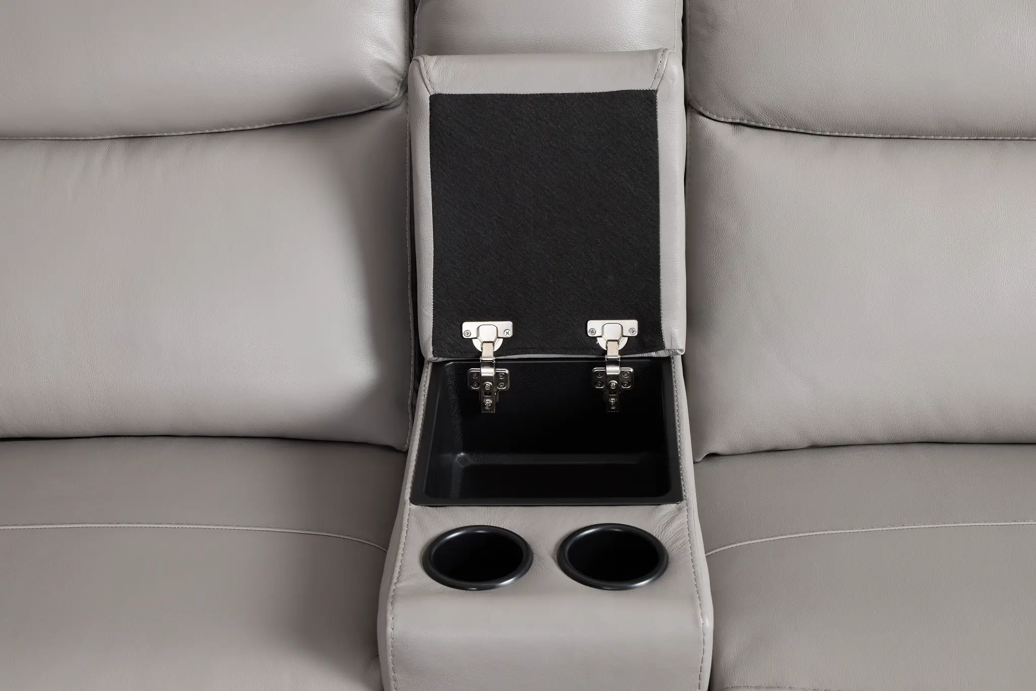 Walker Light Gray Lthr/vinyl Large Dual Manually Reclining Two-arm Sectional Walker Light Gray Lthr/vinyl Large Dual Manually Reclining Two-arm Sectional