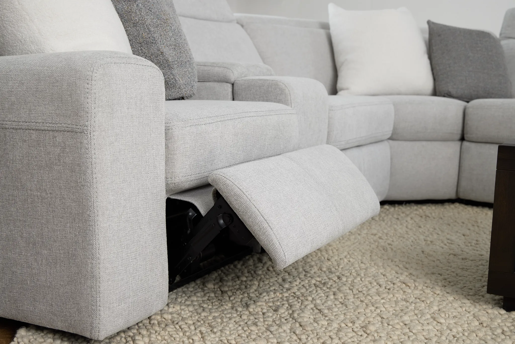 Callum Light Gray Fabric Large Dual Power Reclining Two-arm Sectional