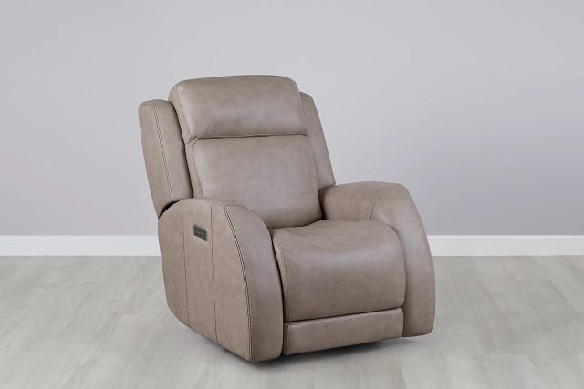 Rawlings Taupe Leather Power Recliner