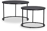 Doren Black Round Nesting Coffee Table