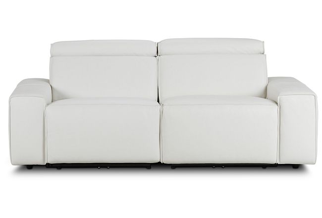 Carmelo White Leather Power Reclining Sofa